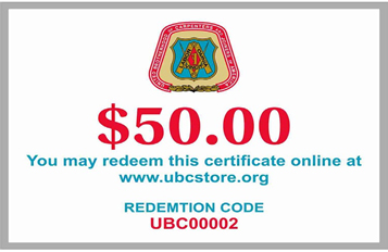 $50.00 UBC Gift Certificate